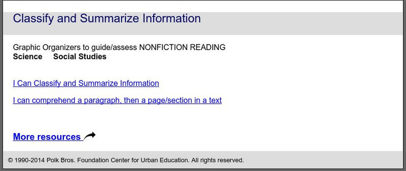 De Paul University: Center for Urban Education: Classify and Summarize Information [Pdf] Unit Plan