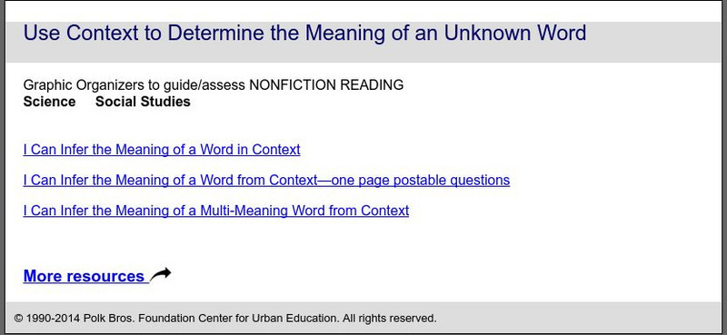 De Paul University: Center for Urban Education: Context to Determine Meaning of a Word [Pdf] Unit Plan