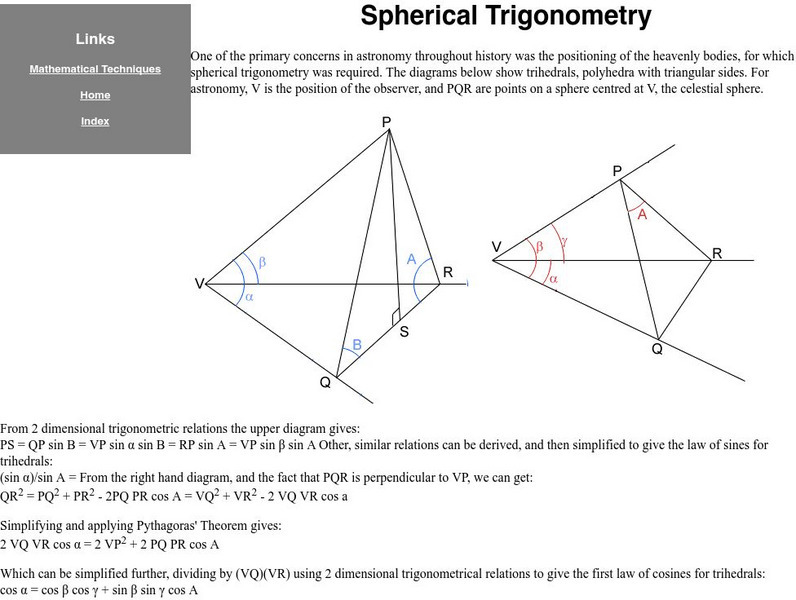University of Cambridge: Spherical Trigonometry Handout University of Cambridge: Spherical Trigonometry Handout
