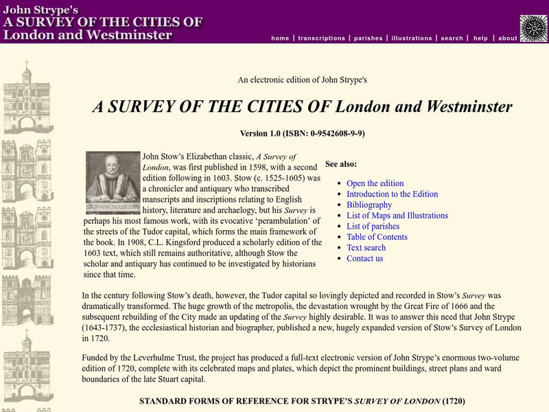 Hri Online: John Strype: Survey of the Cities of London and Westminster [1720] Primary