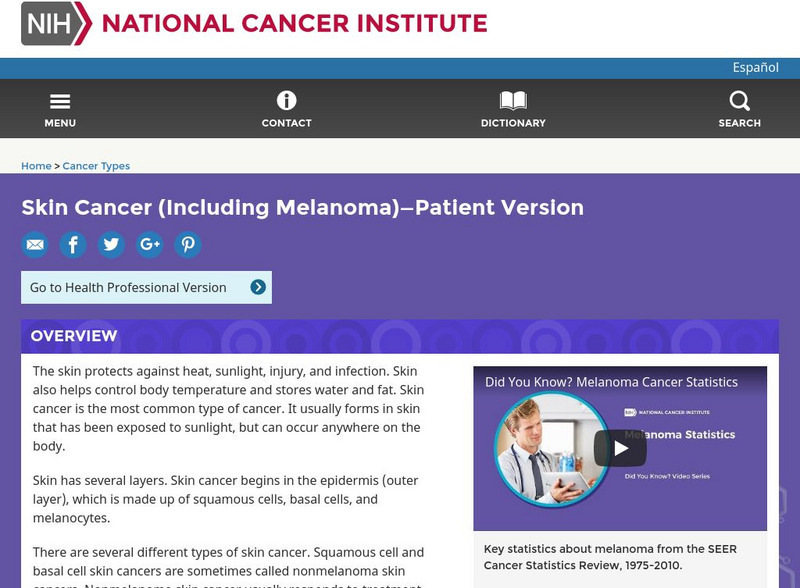 National Cancer Institute: Skin Cancer (Including Melanoma) Patient Version Website National Cancer Institute: Skin Cancer (Including Melanoma) Patient Version Website