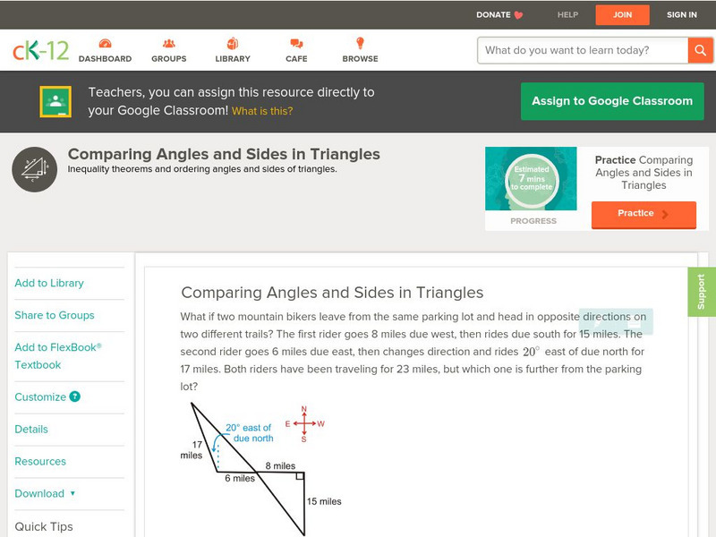 Ck 12: Geometry: Comparing Angles and Sides in Triangles Unit Plan Ck 12: Geometry: Comparing Angles and Sides in Triangles Unit Plan