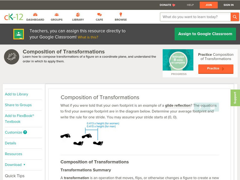 Ck 12: Geometry: Composition of Transformations Unit Plan Ck 12: Geometry: Composition of Transformations Unit Plan