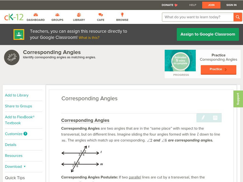 Ck 12: Geometry: Corresponding Angles Unit Plan Ck 12: Geometry: Corresponding Angles Unit Plan