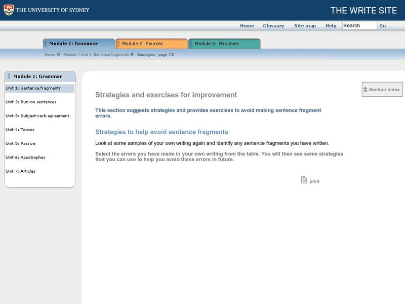 The Write Site: Strategies and Exercises for Improvement Activity The Write Site: Strategies and Exercises for Improvement Activity