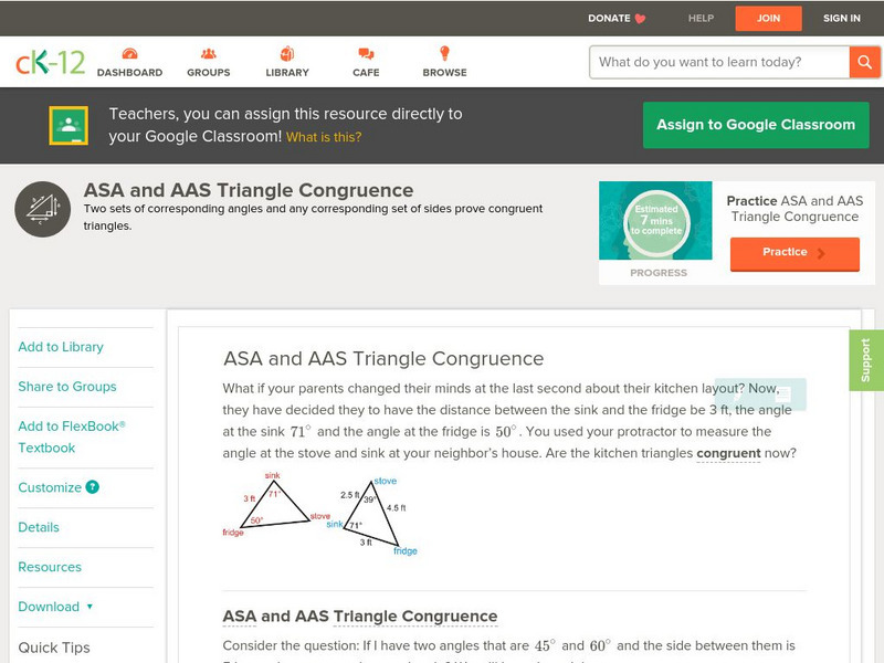 Ck 12: Geometry: Asa and Aas Triangle Congruence Unit Plan Ck 12: Geometry: Asa and Aas Triangle Congruence Unit Plan