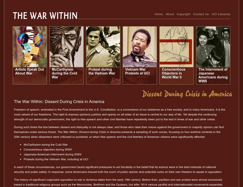 University of California, Irvine: War Within: Dissent During Crisis in America Graphic University of California, Irvine: War Within: Dissent During Crisis in America Graphic