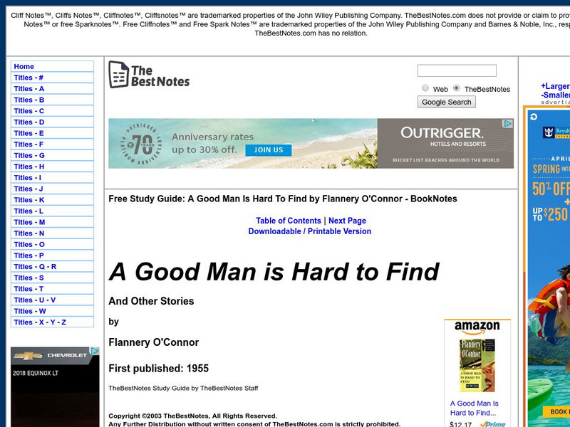 The Best Notes: A Good Man Is Hard to Find by Flannery O'connor Unit Plan The Best Notes: A Good Man Is Hard to Find by Flannery O'connor Unit Plan