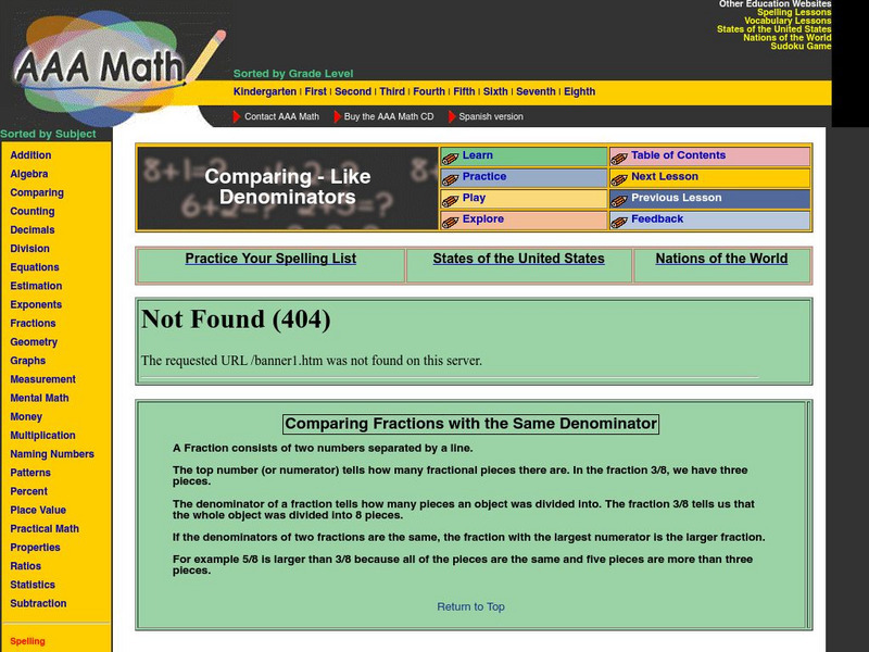 Aaa Math: Comparing Fractions Unit Plan Aaa Math: Comparing Fractions Unit Plan