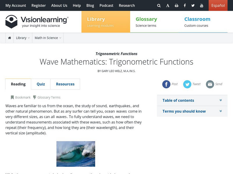 Visionlearning: Wave Mathematics: Trigonometric Functions Unit Plan