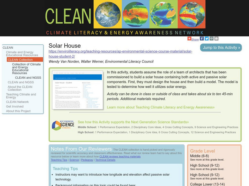 Clean: Solar House Lesson Plan Clean: Solar House Lesson Plan
