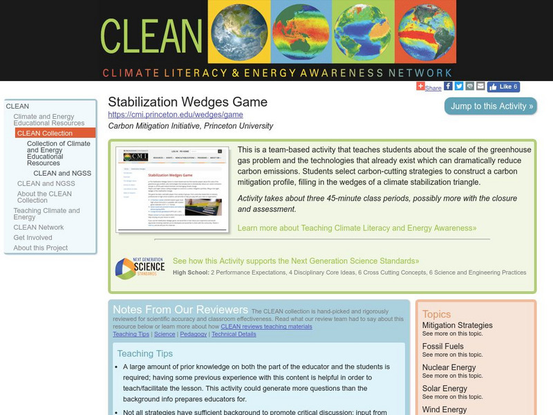 Clean: Stabilization Wedges Game Lesson Plan Clean: Stabilization Wedges Game Lesson Plan