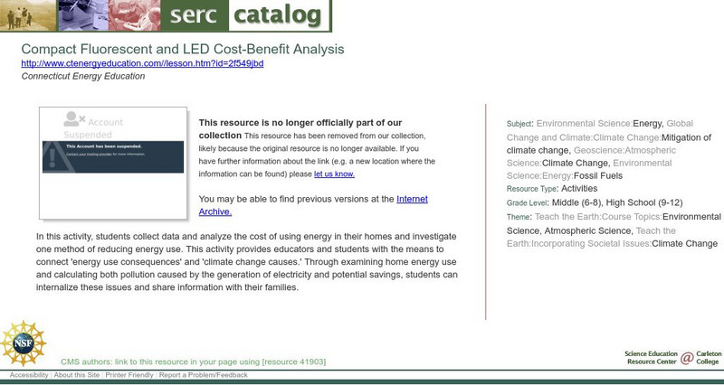 Clean: Compact Fluorescent Light Bulbs Cost Benefit Analysis Lesson Plan