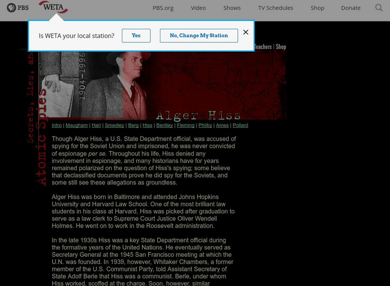 Nova Online: Secrets, Lies, and Atomic Spies: Alger Hiss Handout Nova Online: Secrets, Lies, and Atomic Spies: Alger Hiss Handout