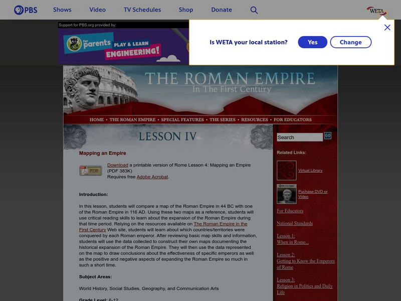 Pbs: The Roman Empire of the 1st Century: Mapping an Empire Lesson Plan Pbs: The Roman Empire of the 1st Century: Mapping an Empire Lesson Plan