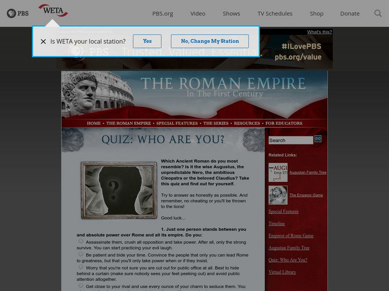 Pbs: The Roman Empire of the 1st Century: The Roman Empire: Who Are You? Interactive Pbs: The Roman Empire of the 1st Century: The Roman Empire: Who Are You? Interactive