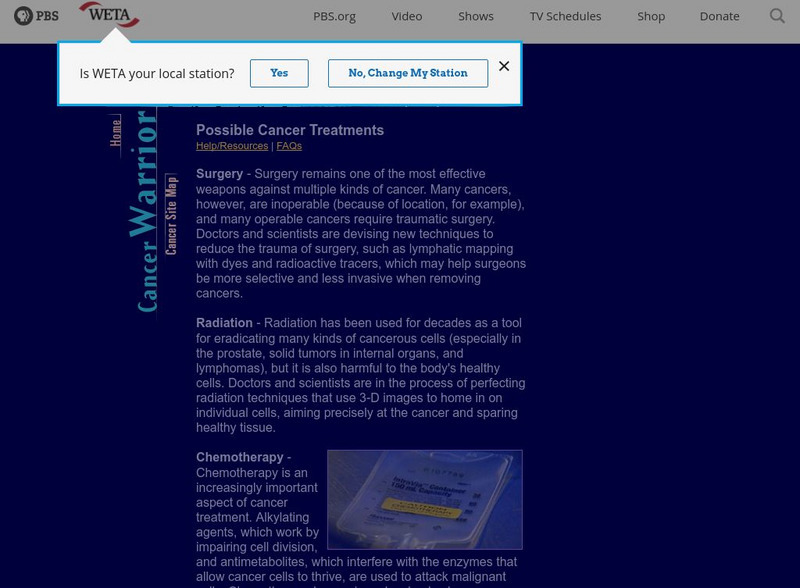 Pbs: Possible Cancer Treatments Handout Pbs: Possible Cancer Treatments Handout