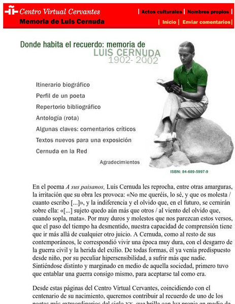 Centro Virtual Cervantes: Luis Cernuda Handout Centro Virtual Cervantes: Luis Cernuda Handout