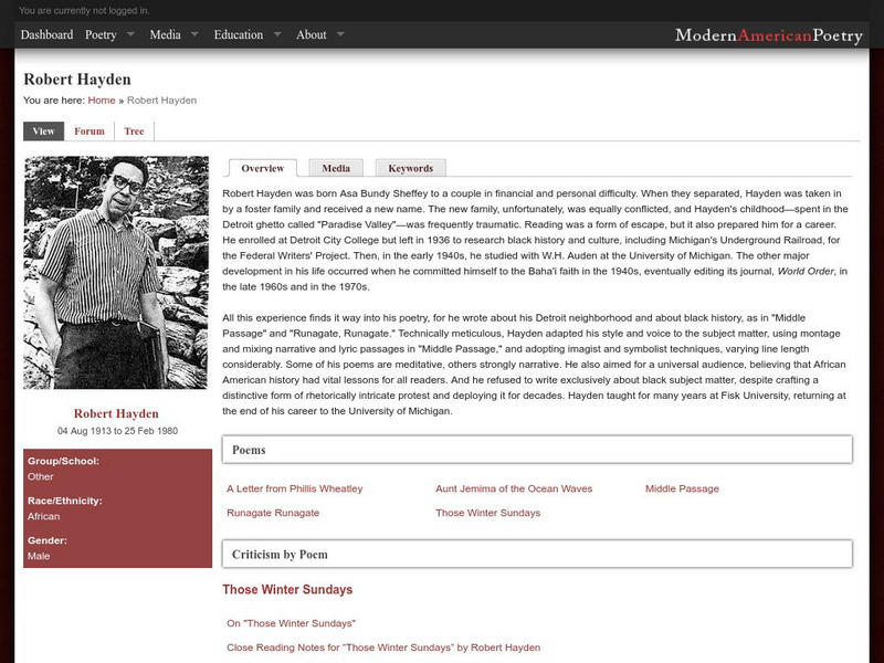 University of Illinois: Modern American Poetry: Hayden's Life and Career Website University of Illinois: Modern American Poetry: Hayden's Life and Career Website