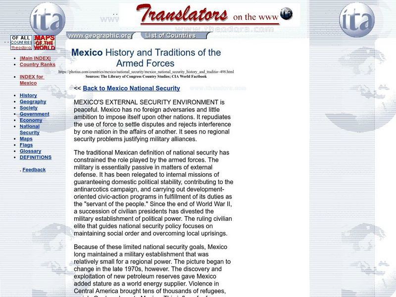 Mexico: History and Traditions of the Armed Forces Handout