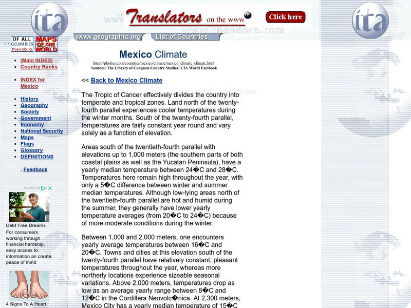 Cia World Factbook: Mexico Climate Handout