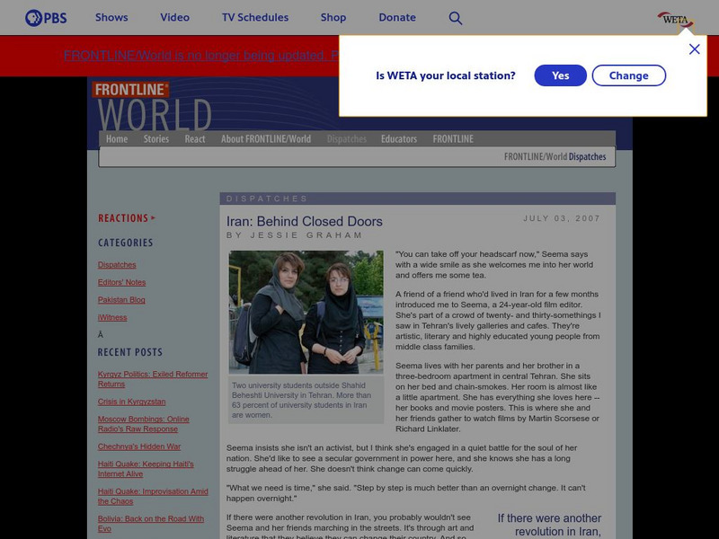 Frontline: Iran Behind Closed Doors Activity