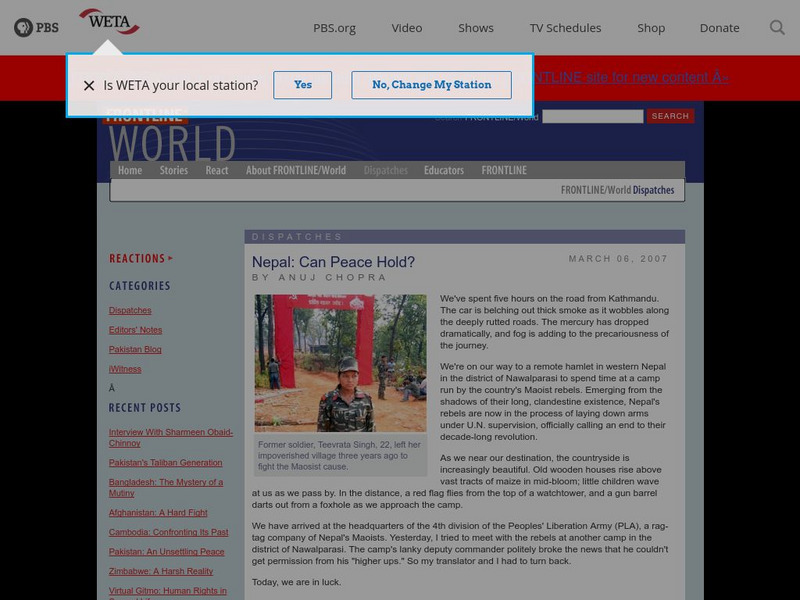 Frontline: Nepal: Can Peace Hold? Website Frontline: Nepal: Can Peace Hold? Website