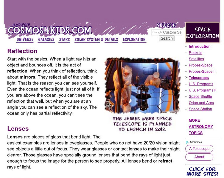 Cosmos4 Kids: Exploration:telescopes Handout Cosmos4 Kids: Exploration:telescopes Handout