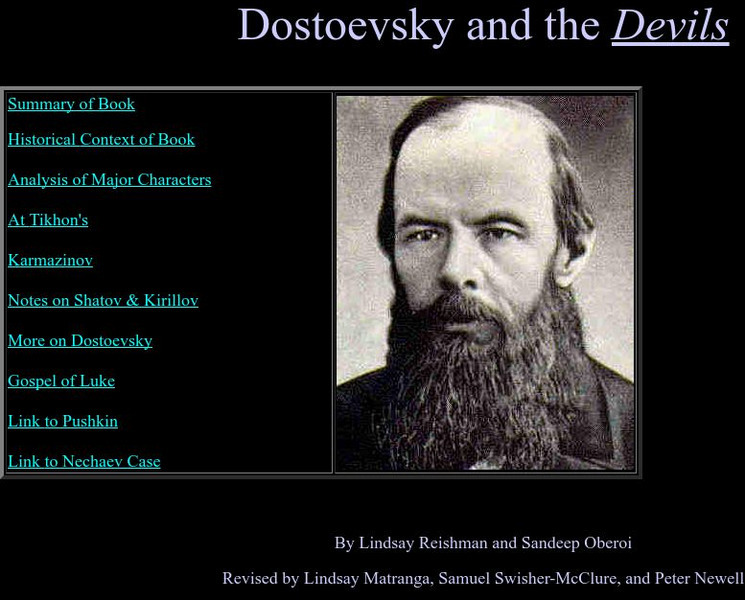 Middlebury College: Dostoevsky and the Devils Unit Plan Middlebury College: Dostoevsky and the Devils Unit Plan