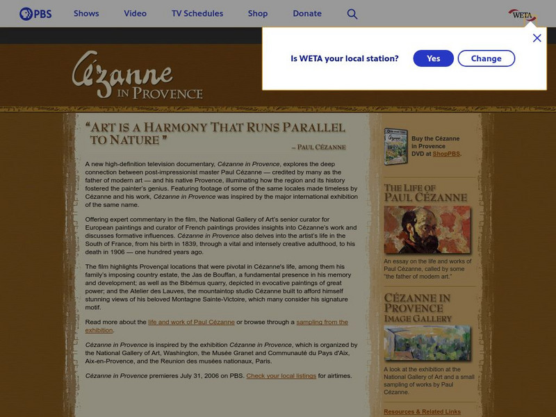 Pbs: Cezanne in Provence Website Pbs: Cezanne in Provence Website