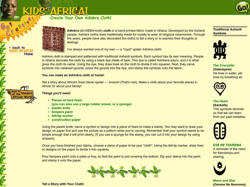 Pbs Kids' Africa: Create Your Own Adinkra Cloth Activity