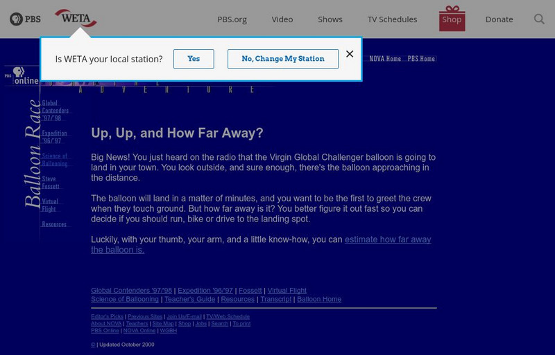 Pbs Nova: Estimating Up, Up and How Far Away? Website Pbs Nova: Estimating Up, Up and How Far Away? Website