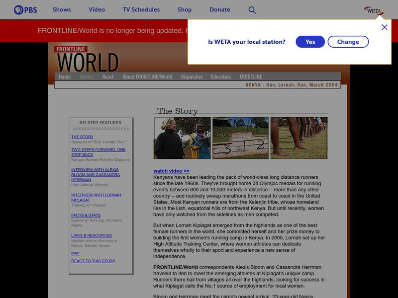 Pbs: Frontline World Story: Kenya Run, Lornah, Run Primary Pbs: Frontline World Story: Kenya Run, Lornah, Run Primary