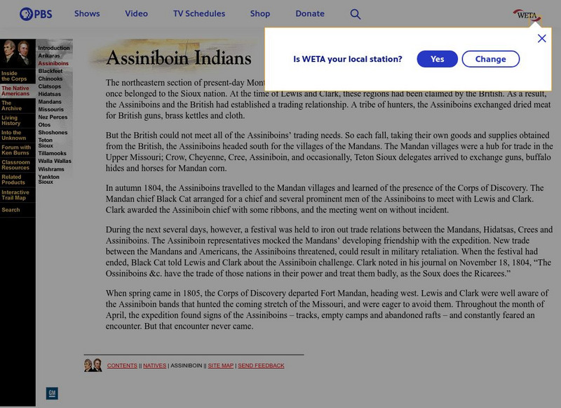 Pbs: Lewis and Clark: Assiniboin Indians Activity Pbs: Lewis and Clark: Assiniboin Indians Activity
