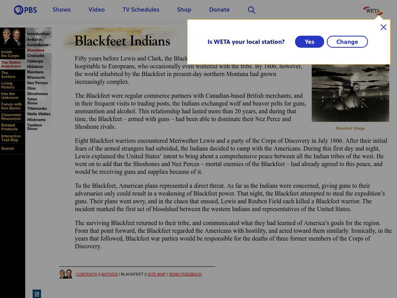 Pbs: Lewis and Clark: Blackfeet Indians Activity Pbs: Lewis and Clark: Blackfeet Indians Activity