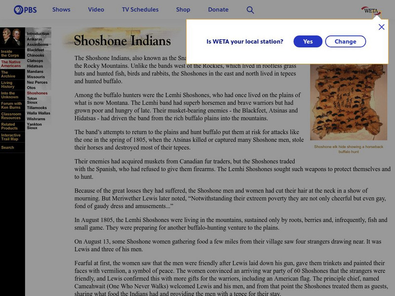 Pbs: Lewis and Clark: Shoshone Indians Activity Pbs: Lewis and Clark: Shoshone Indians Activity