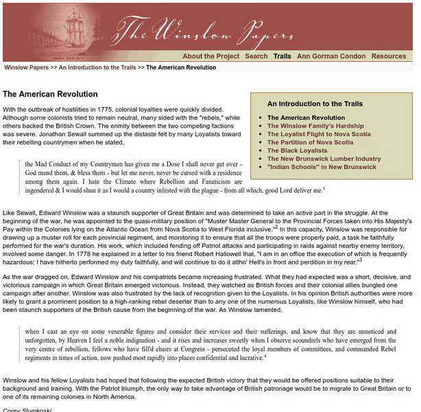 The Winslow Papers Website The Winslow Papers Website