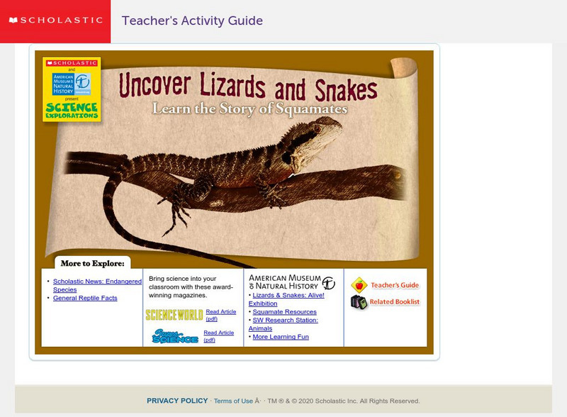 Scholastic: Science Explorations: Uncover Lizards and Snakes Unit Plan Scholastic: Science Explorations: Uncover Lizards and Snakes Unit Plan