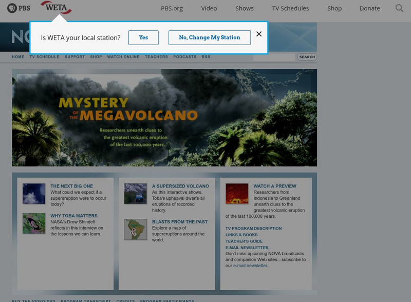 Nova: Mystery of the Megavolcano Website