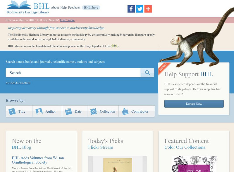 Biodiversity Heritage Library Website Biodiversity Heritage Library Website