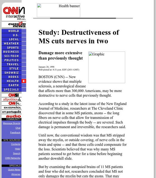 Cnn: Study: Destructiveness of Ms Cuts Nerves in Two Article