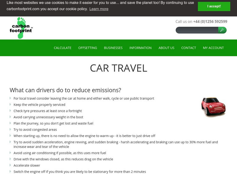 Carbon Footprint: Co2 Reduction: Car Travel Handout Carbon Footprint: Co2 Reduction: Car Travel Handout