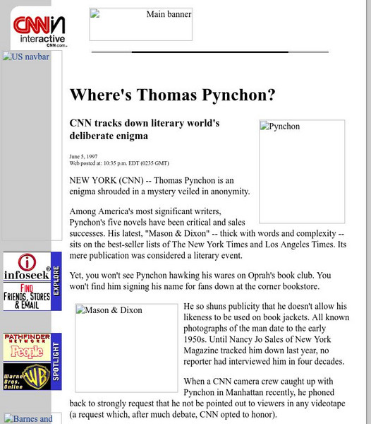 Cnn: Where's Thomas Pynchon? Website