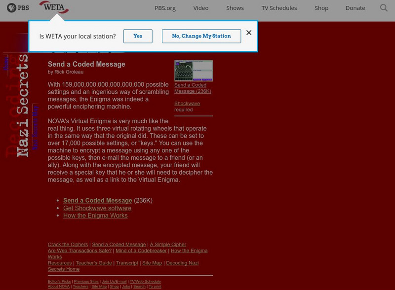 Pbs Nova: Send a Coded Message Virtual Enigma Interactive Pbs Nova: Send a Coded Message Virtual Enigma Interactive