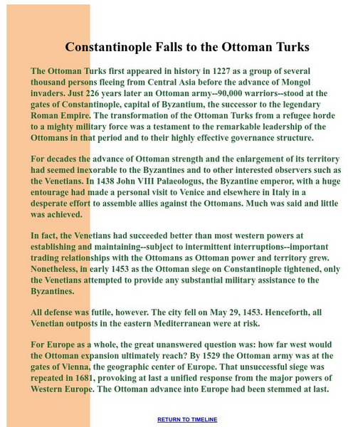 Boglewood: Constantinople Falls to the Ottoman Turks Handout Boglewood: Constantinople Falls to the Ottoman Turks Handout