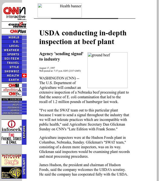 Cnn: In Depth Inspection at Beef Plant Handout Cnn: In Depth Inspection at Beef Plant Handout