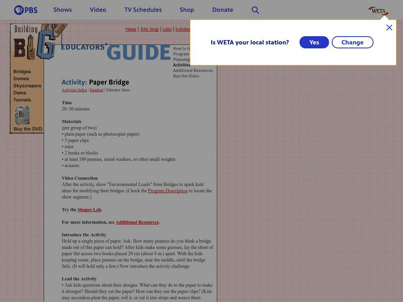Pbs Teachers:paper Bridge Activity Pbs Teachers:paper Bridge Activity