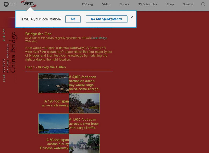 Pbs Teachers: Secrets of Lost Empires Ii: China Bridge: Bridge the Gap Activity Pbs Teachers: Secrets of Lost Empires Ii: China Bridge: Bridge the Gap Activity