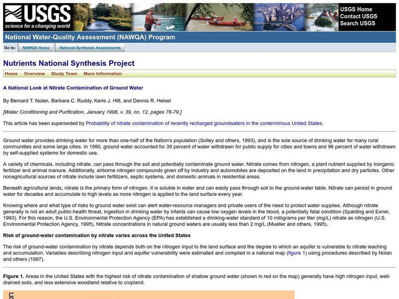 Usgs: A National Look at Nitrate Contamination of Ground Water Handout Usgs: A National Look at Nitrate Contamination of Ground Water Handout