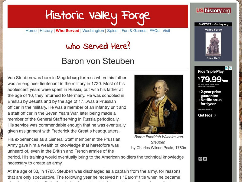 U.s. History: Who Served Here?: Baron Von Steuben Activity U.s. History: Who Served Here?: Baron Von Steuben Activity